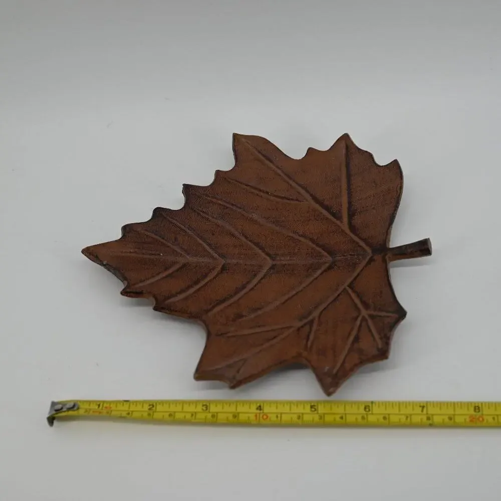 Fall Home Candle Holder Decor Metal Maple Leaf Plates Trays Trivets Footed